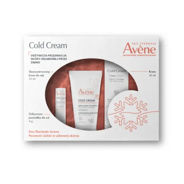 Avene Cold Cream krem do twarzy 40ml+krem do rąk 50ml+pomadka do ust ZESTAW