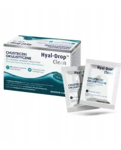 BAUSCH&LOMB HYAL-DROP CLEAN CHUSTECZKI OKULISTYCZNE DO POWIEK I RZĘS 20SZT.