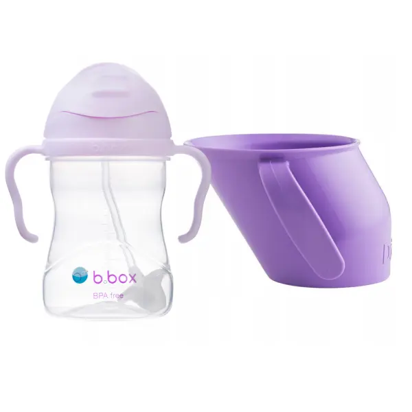B.BOX Bidon ze słomką boysenberry + DOIDY CUP kubek lawendowy ZESTAW