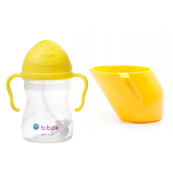 B.BOX Bidon ze słomką lemon + DOIDY CUP kubek słoneczny ZESTAW