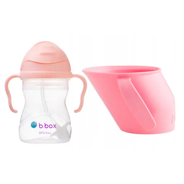 B.BOX Bidon ze słomką tutti frutti + DOIDY CUP kubek różowy ZESTAW