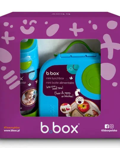 B.box Zestaw Mini Lunchbox + Butelka tritanowa ze słomką 450 ml, Ocean Breeze