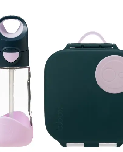 B.BOX ZESTAW MINI LUNCHBOX + BUTELKA TRITANOWA ZE SŁOMKĄ 450ML INDIGO ROSE 