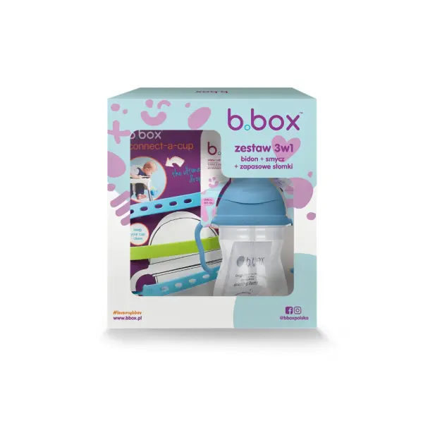 B.BOX ZESTAW NA START 3W1 BIDON ZE SŁOMKĄ 240ML OCEAN BREEZE + SMYCZ + ZAPASOWE 