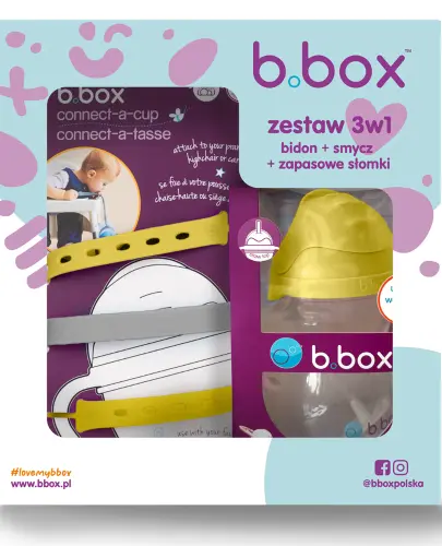 B.BOX ZESTAW NA START 3W1 BIDON ZE SŁOMKĄ + SMYCZ + SŁOMKI LEMON
