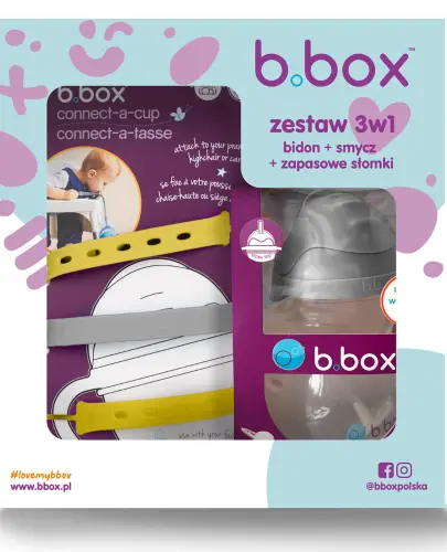 B.BOX ZESTAW NA START 3W1 BIDON ZE SŁOMKĄ + SMYCZ + SŁOMKI SZARY
