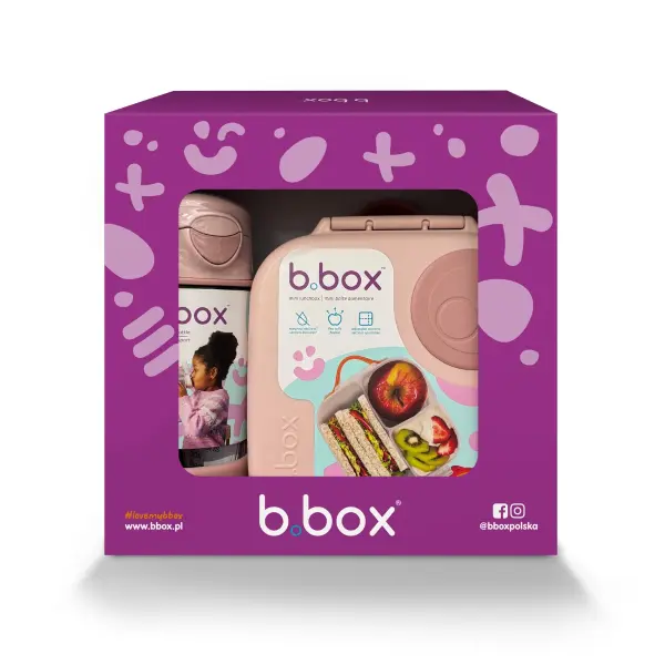 B.Box Zestaw Sportowa butelka tritanowa 450 ml + Mini Lunchbox, Blush Crush