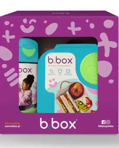 B.Box Zestaw Sportowa butelka tritanowa 450 ml + Mini Lunchbox, Ocean Breeze