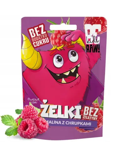 BE RAW KIDS ŻELKI MALINA Z CHRUPKAMI 35G
