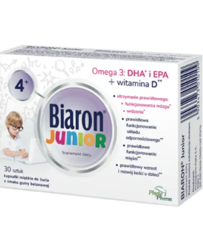 Biaron JUNIOR DHA, EPA + witamina D 30 kaps. miękkich