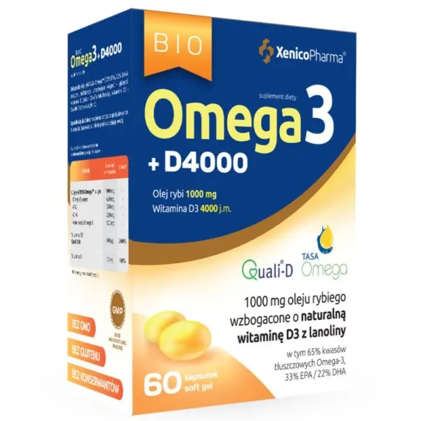 bio Omega3 D4000, 60 kaps.
