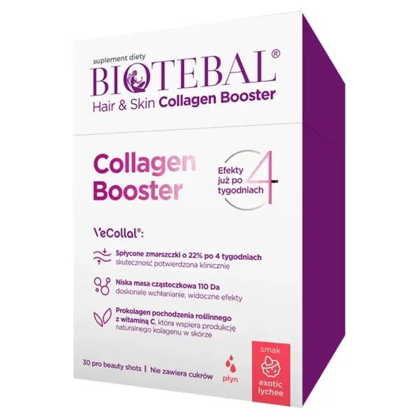 BIOTEBAL HAIR&SKIN COLLAGEN BOOSTER LYCHEE 30 SASZETEK Z PŁYNEM
