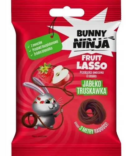 BUNNY NINJA FRUIT LASSO PRZEKĄSKA JABŁKO TRUSKAWKA 20G