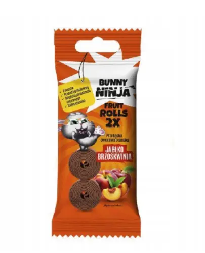 BUNNY NINJA PRZEKĄSKA OWOCOWA ROLL BEZ CUKRU X2 BRZOSKWINIA JABŁKO30G 