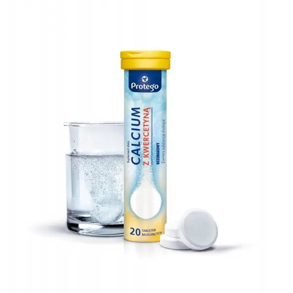 CALCIUM Z KWERCETYNĄ BEZ SMAKU 20 TABL. MUSUJĄCYCH PROTEGO 