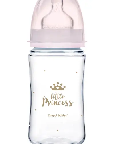 Canpol babies butelka szeroka antykolkowa 240 ml PP EasyStart ROYAL BABY różowa