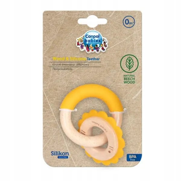 CANPOL BABIES GRYZAK DREWNIANO-SILIKONOWY DLA NIEMOWLĄT LEW 