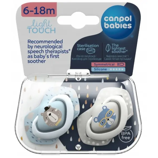 CANPOL BABIES SMOCZEK SILIKONOWY SYMETRYCZNY BONJOUR PARIS NIEBIESKI 6-18M 2SZT.
