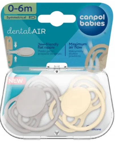 CANPOL BABIES SMOCZEK SILIKONOWY SYMETRYCZNY DENTAL AIR KREMOWY 0-6M 2SZT.