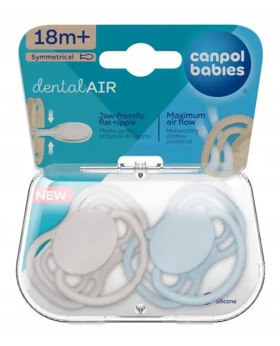 CANPOL BABIES SMOCZEK SILIKONOWY SYMETRYCZNY DENTAL AIR  NIEBIESKI 18M+ 2SZT.