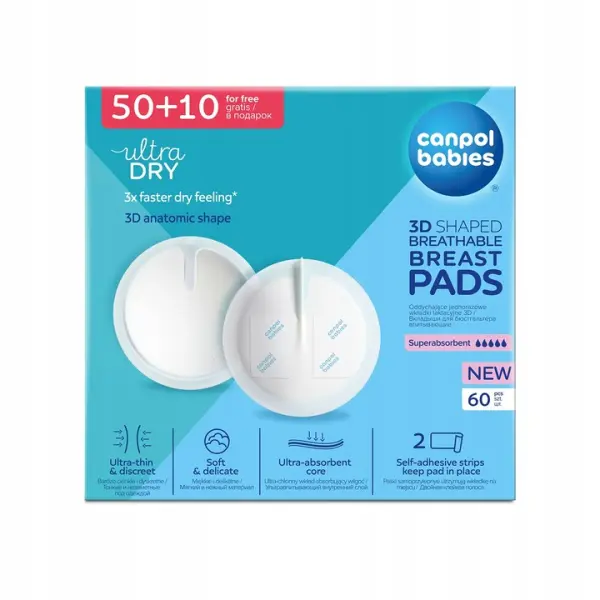 CANPOL BABIES ULTRACHŁONNE WKŁADKI LAKTACYJNE 3D 60SZT.