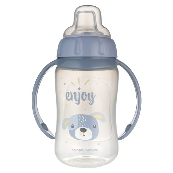 CANPOL KUBEK TRENINGOWY Z MIĘKKIM USTNIKIEM CUTE ANIMALS NIEBIESKI 320ML