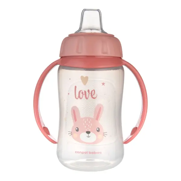 CANPOL KUBEK TRENINGOWY Z MIĘKKIM USTNIKIEM CUTE ANIMALS RÓŻOWY320ML