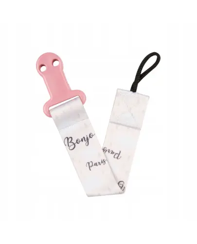 CANPOL tasiemka do smoczka BONJOUR PARIS różowa