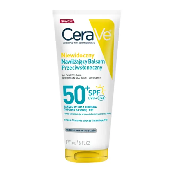 CERAVE NIEWIDOCZNY NAWILŻAJĄCY BALSAM PRZECIWSŁONECZNY WYSOKA OCHRONA SPF50 177M