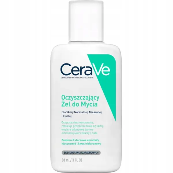 CERAVE OCZYSZCZAJĄCY ŻEL DO TWARZY SKÓRA MIESZANA TŁUSTA 88ML