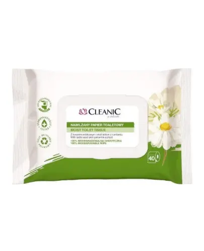 Cleanic nawilżany papier toaletowy rumianek 40 sztuk