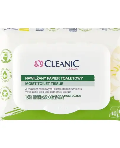 Cleanic nawilżany papier toaletowy rumianek 40 sztuk