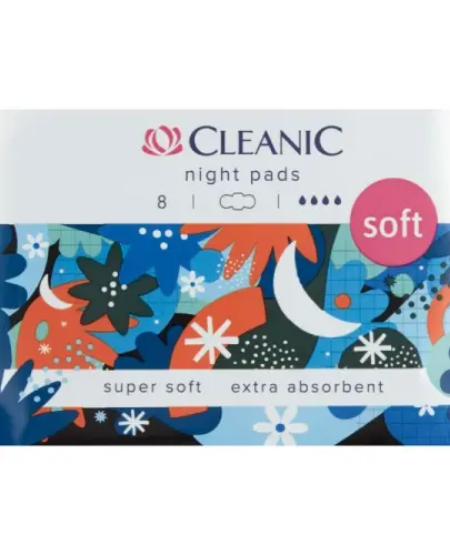 CLEANIC Soft Night Podpaski higieniczne dla kobiet na noc 8 sztuk