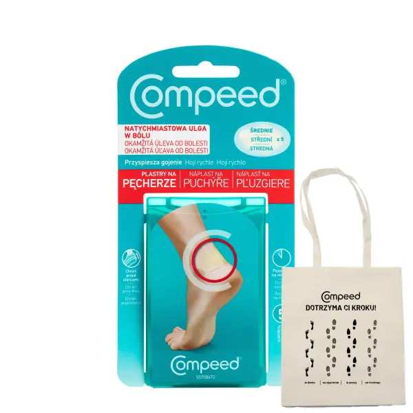 COMPEED PLASTRY NA PĘCHERZE NA PIĘTACH ŚREDNIE 5 SZTUK + PREZENT