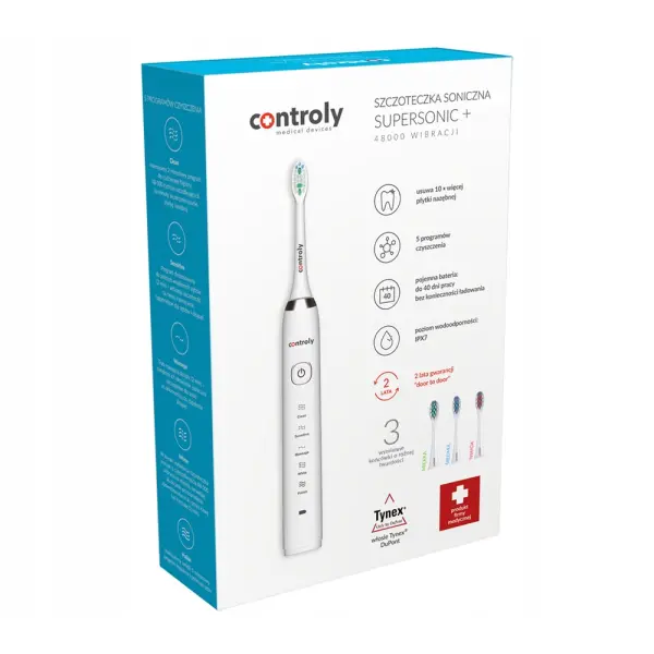 CONTROLY SUPERSONIC+ SZCZOTECZKA SONICZNA Z 3 KOŃCÓWKAMI BIAŁA 1 SZT.