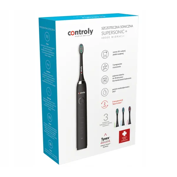 CONTROLY SUPERSONIC+ SZCZOTECZKA SONICZNA Z 3 KOŃCÓWKAMI CZARNA 1 SZT.