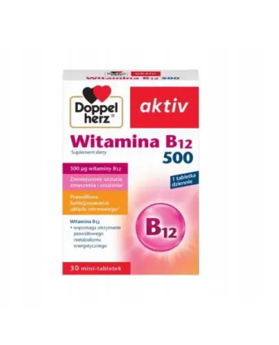 DOPPELHERZ AKTIV WITAMINA B12 500 ODPORNOŚĆ I ZMĘCZENIE 30 MINI TABL.
