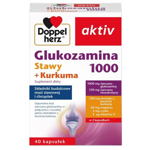 DOPPELHERZ Glukozamina 1000 Stawy + KURKUMA 40 kaps.