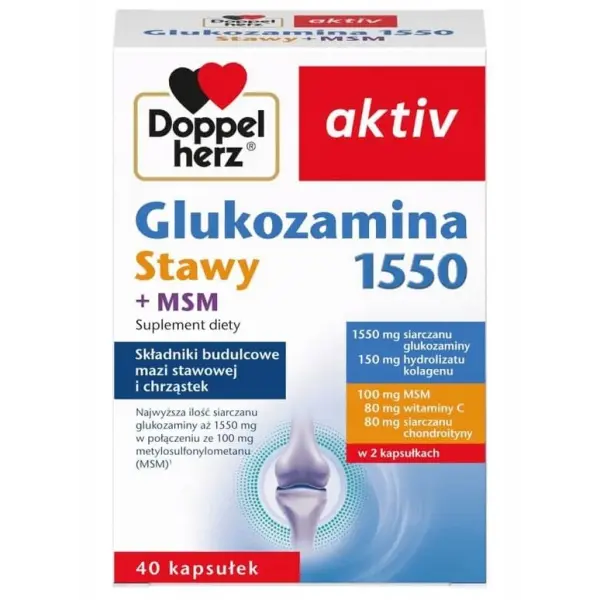 DOPPELHERZ Glukozamina 1550 Stawy + MSM 40 kaps.