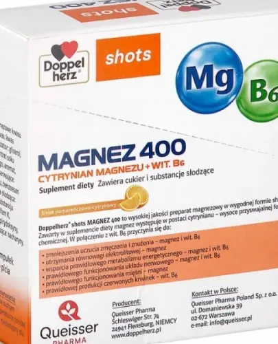 DOPPELHERZ SHOTS CYTRYNIAN MAGNEZU 400 + WITAMIAN B6 10 AMPUŁEK 