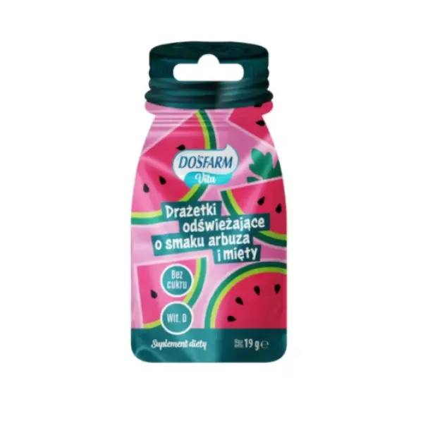 DOSFARM DRAŻETKI ODŚWIEŻAJĄCE O SMAKU ARBUZA I MIĘTY BEZ CUKRU 19G