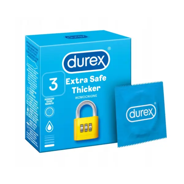 Durex Extra Safe Thicker Prezerwatywy, 3 sztuki