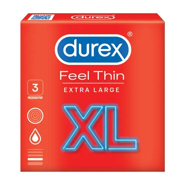 Durex Feel Thin XL Prezerwatywy, 3 sztuki