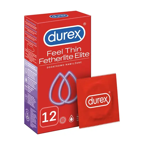 Durex Feel Thin Fetherlite Elite Prezerwatywy super cienkie, 12 sztuk