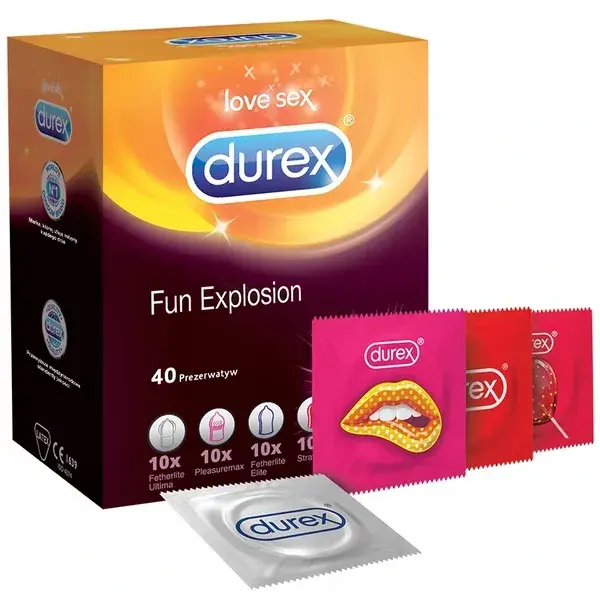 Durex Fun Explosion Zestaw Prezerwatyw, 40 sztuk
