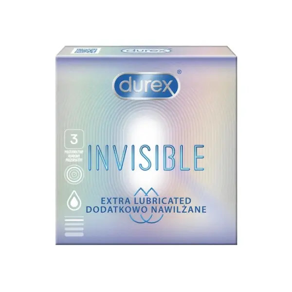 Durex Invisible Prezerwatywy dodatkowo nawilżane, 3 sztuki