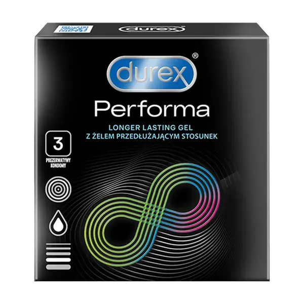Durex Performa Prezerwatywy z substancją przedłużającą stosunek, 3 sztuki