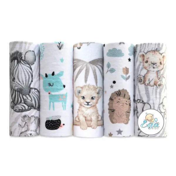 EGA KIDS PIELUCHA FLANELOWA FLANELA ZESTAW 3 70/80 5 SZTUK