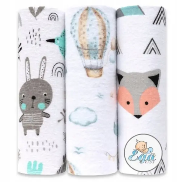 EGA KIDS PIELUCHA FLANELOWA FLANELA ZESTAW 4 70/80 3 SZTUKI