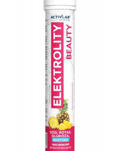 ELEKTROLITY BEAUTY Z BIOTYNĄ SMAK ANANASOWY 20 TABLETEK MUSUJĄCYCH